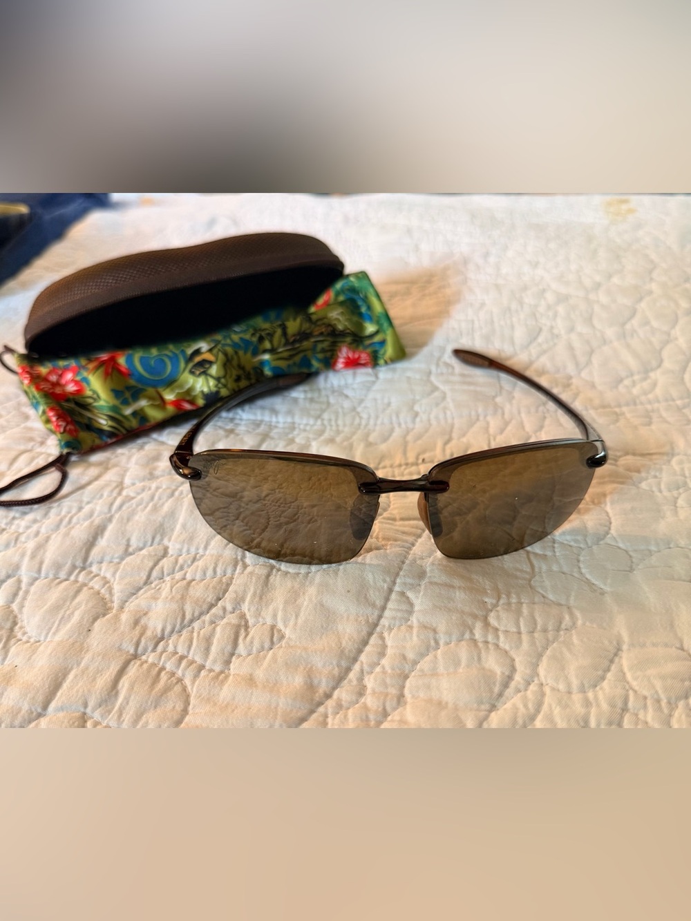 Maui Jim Rimless Brown Lens Sunglasses with case